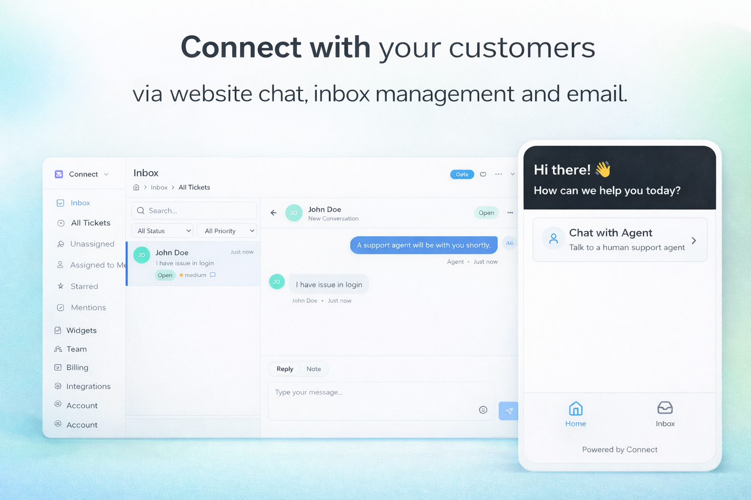 Unified inbox for email and chat support